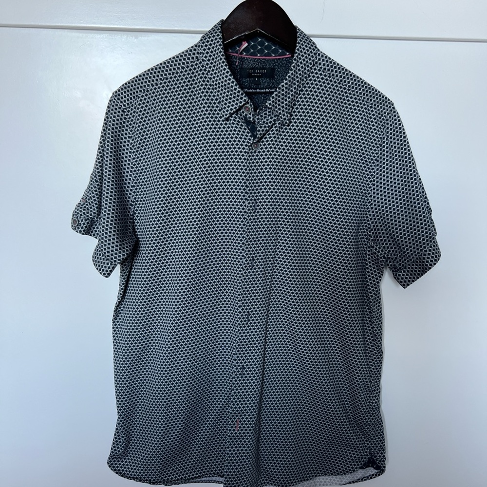 Ted Baker Navy and White Geometric Shirt